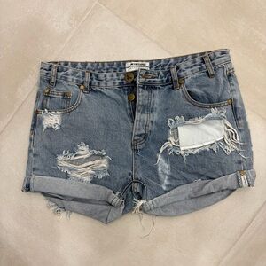 ONE TEASPOON DISTRESSED DENIM SHORTS